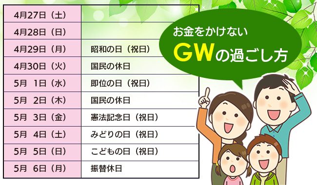 お金をかけないGWの過ごし方